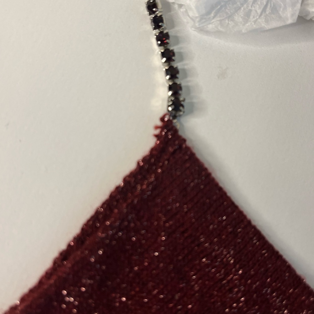 Sam Edelman Luxurious Knitted Holiday Top w/Metallic Yarn & Rhinestone Straps XS - Picture 8 of 14